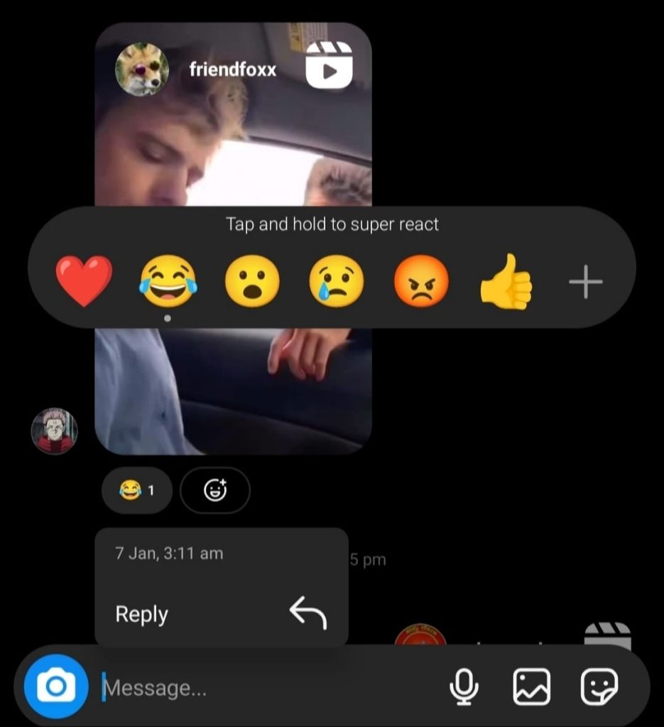 Cant React To Messages On Instagram with emojis